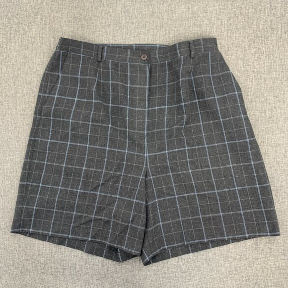 Women's EP Pro Plaid Golf Shorts Gray & Blue ‎ Size 14 Casual Bermuda Shorts